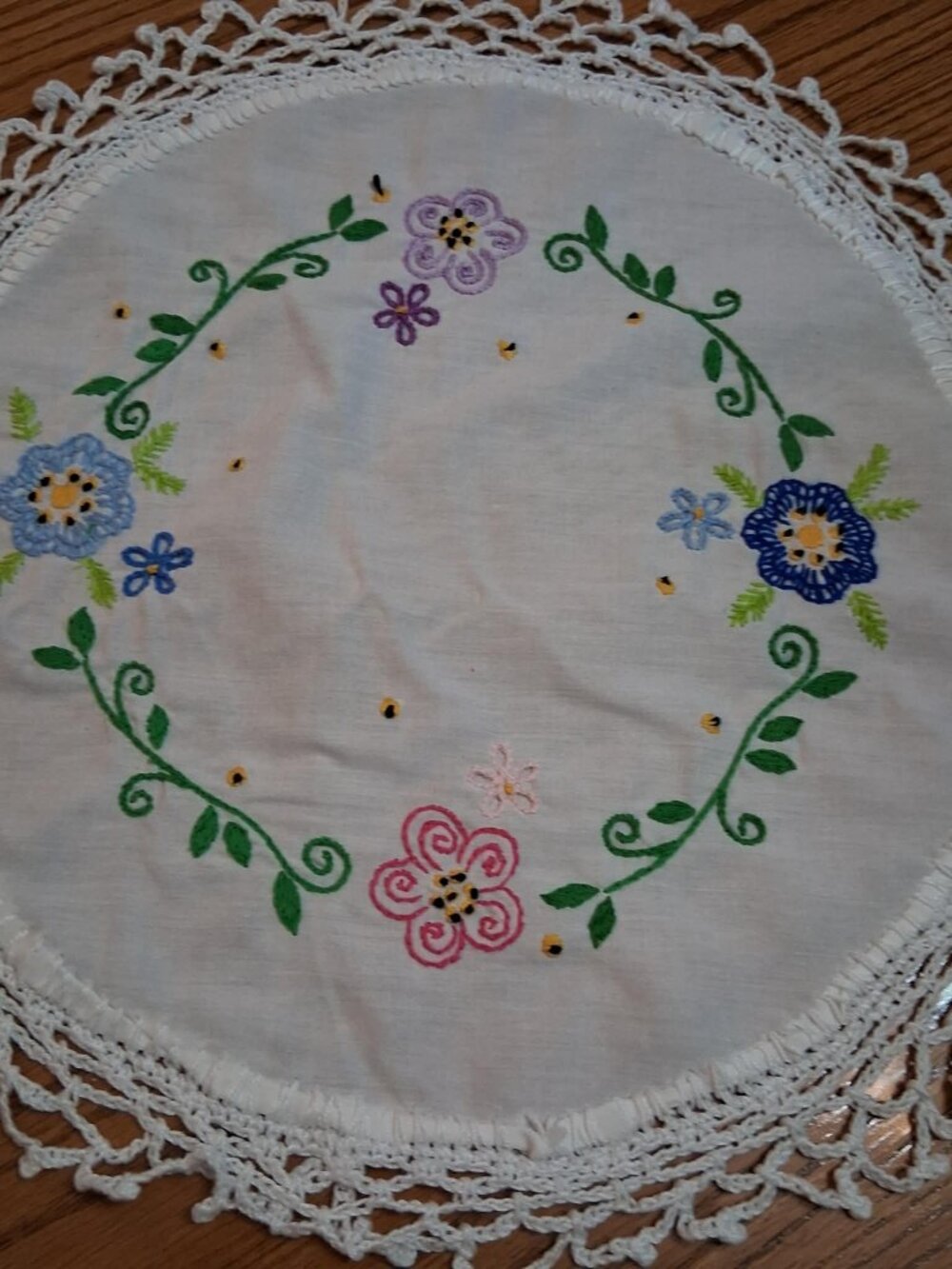 Embroidered Round Dolies (set of 2)